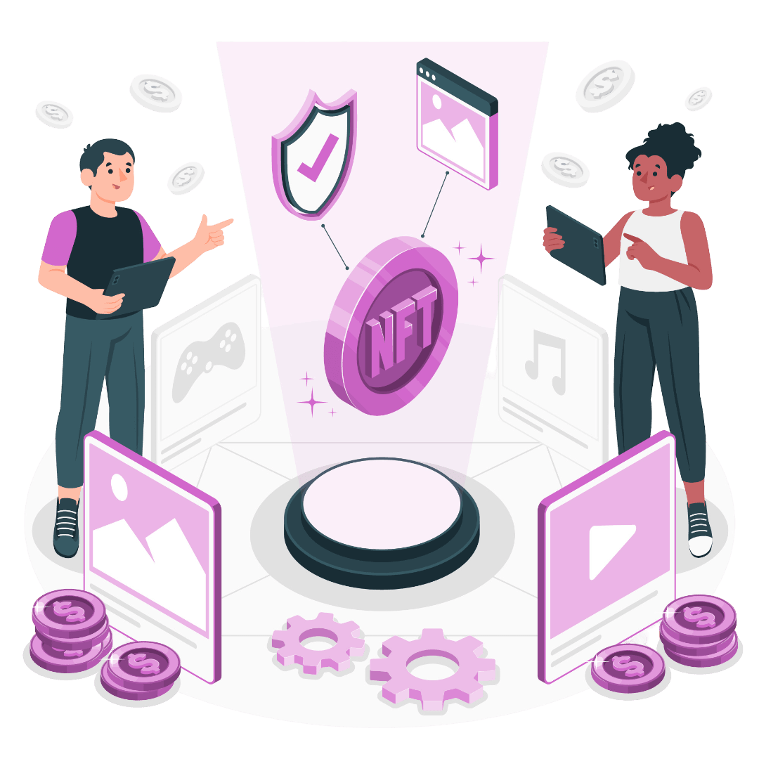 DeFi & NFT Ecosystems services overview illustration